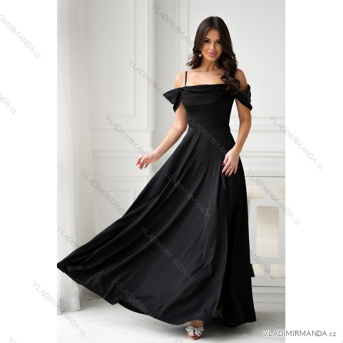 Damen Plus Size (42-46) langes elegantes ärmelloses Partykleid POLISH FASHION PMLBC23265-10 schwarz 38