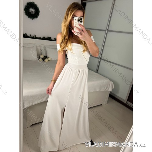 Langes trägerloses Pailletten-Partykleid für Damen (Einheitsgröße S/M) ITALIAN FASHION IMPSH233348 -   weiß -   S / M