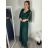 Kleid Kurzarm Damen (Uni L-2XL) ITALIENISCH MODA IMS25STELLA S/M/L dunkler Smaragd