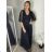 Kleid Kurzarm Damen (Uni L-2XL) ITALIENISCH MODA IMS25STELLA S/M/L dunkler Smaragd