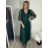 Kleid Kurzarm Damen (Uni L-2XL) ITALIENISCH MODA IMS25STELLA S/M/L dunkler Smaragd