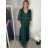 Kleid Kurzarm Damen (Uni L-2XL) ITALIENISCH MODA IMS25STELLA S/M/L dunkler Smaragd