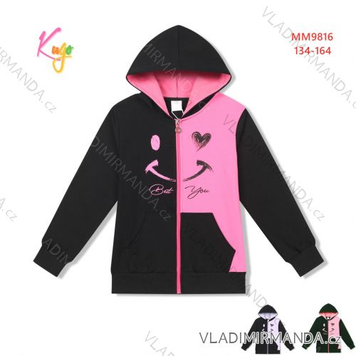Warmes Sweatshirt mit Reißverschluss und Kapuze, lange Ärmel, für Mädchen (134-164) KUGO MM9816