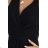 587-1 MONIQUE langes exklusives Kleid mit Ausschnitt und Beinschlitz - schwarz mit Glitzer
