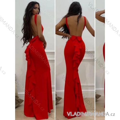 Elegantes langes Damenkleid mit Trägern (S/M ONE SIZE) ITALIAN FASHION IMM22LS9714 rot S/M