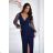 Damen Plus Size (42-46) langes elegantes ärmelloses Partykleid POLISH FASHION PMLBC23265-10 dunkelblau 36