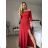Langes Party-Langarmkleid für Damen (S/M EINHEITSGRÖSSE) ITALIAN FASHION IMPSH235433 modrá petrolejová S / M