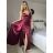 Langes trägerloses Pailletten-Partykleid für Damen (Einheitsgröße S/M) ITALIAN FASHION IMPSH233348 S / M Wein