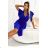 586-2 Damenkleid mit Umschlagausschnitt, Ärmeln und Gürtel - blau