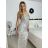 Langes elegantes Pailletten-Partykleid mit Trägern für Damen (S/M/L EINHEITSGRÖSSE) ITALIAN FASHION IMPSH2583785 beige S/M/L