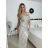 Langes elegantes Pailletten-Partykleid mit Trägern für Damen (S/M/L EINHEITSGRÖSSE) ITALIAN FASHION IMPSH2583785 beige S/M/L