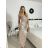 Langes elegantes Pailletten-Partykleid mit Trägern für Damen (S/M/L EINHEITSGRÖSSE) ITALIAN FASHION IMPSH2583785 beige S/M/L