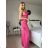 Šaty elegantní společenské na ramínka dámské (S/M ONE SIZE) ITALSKÁ MÓDA IM321608 -   růžová fuchsiová -   S/M/L
