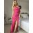 Šaty elegantní společenské na ramínka dámské (S/M ONE SIZE) ITALSKÁ MÓDA IM321608 -   růžová fuchsiová -   S/M/L