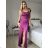 Šaty elegantní společenské na ramínka dámské (S/M ONE SIZE) ITALSKÁ MÓDA IM321608 -   růžová fuchsiová -   S/M/L