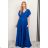Langes Party-Kurzarmkleid für Damen (36-54) POLISH FASHION PMLMR23LAURA-3 Königsblau 54