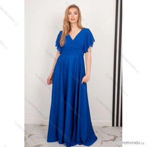 Langes Party-Kurzarmkleid für Damen (36-54) POLISH FASHION PMLMR23LAURA-3 Königsblau 54
