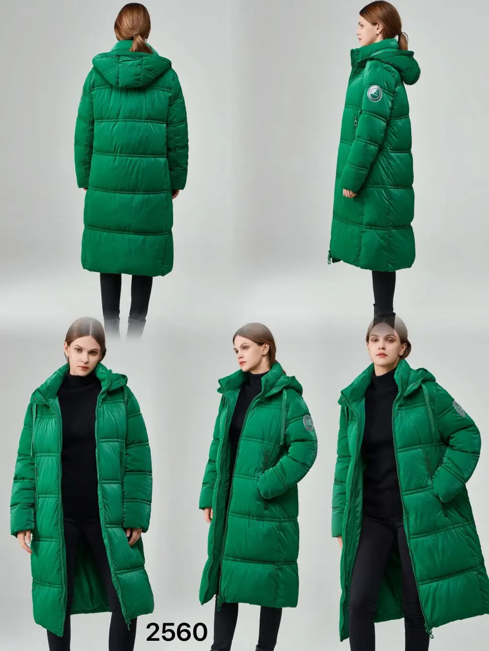 Langärmliger Wintermantel für Damen mit Kapuze (S-2XL Einheitsgröße) ITALIAN FASHION IMPNF242560 grün 2XL
