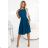 311-17 LILA Klassisches Plisseekleid mit kurzen Ärmeln und Gürtel - Meeresfarbe