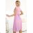 311-18 LILA Klassisches Plisseekleid mit kurzen Ärmeln und Gürtel - meliert