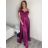 Carmen langes, trägerloses, elegantes Satin-Damenkleid (S/M ONE SIZE) ITALIAN FASHION IMPBB22B22735/DR – Limettengrün – S/M