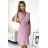 Kurzes Plisseekleid, kurze Ärmel, Damen (S-XL) Polnische Mode NUMOCO 374-3 POLINA NMC-374-3/DR rosa altrosa L