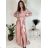 Langes, elegantes Satin-Langarmkleid für Damen (Einheitsgröße S/M) ITALIAN FASHION IMPBBP24O782