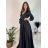 Langes, elegantes Satin-Langarmkleid für Damen (Einheitsgröße S/M) ITALIAN FASHION IMPBBP24O782
