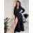 Langes, elegantes Satin-Langarmkleid für Damen (Einheitsgröße S/M) ITALIAN FASHION IMPBBP24O782 S / M Gold