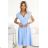 348-12 SCARLETT - ausgestelltes Midikleid mit Umschlagausschnitt und Gürtel - hellblau