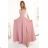 309-13 AMBER elegantes langes Spitzenkleid mit Ausschnitt - puderrosa