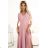 309-13 AMBER elegantes langes Spitzenkleid mit Ausschnitt - puderrosa