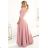 309-13 AMBER elegantes langes Spitzenkleid mit Ausschnitt - puderrosa