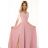 309-13 AMBER elegantes langes Spitzenkleid mit Ausschnitt - puderrosa