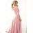 309-13 AMBER elegantes langes Spitzenkleid mit Ausschnitt - puderrosa