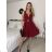 Šaty elegantní společenské na ramínka dámské (S/M ONE SIZE) ITALSKÁ MÓDA IM323BELLA -   Wein -   S / M