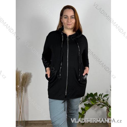 Langarm-Sweatshirt mit Reißverschluss und Kapuze für Damen, Übergröße (52/54/56 Einheitsgröße) ITALIAN FASHION IM425047