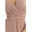 581-4 JENNIFER glänzendes langes Kleid mit Ärmeln und Ausschnitt - Mokka-Mousse mit Glitzer
