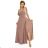 581-4 JENNIFER glänzendes langes Kleid mit Ärmeln und Ausschnitt - Mokka-Mousse mit Glitzer
