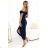 564-7 CALLIE Off-the-Shoulder Midikleid mit Ausschnitt - Marineblau
