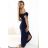 564-7 CALLIE Off-the-Shoulder Midikleid mit Ausschnitt - Marineblau