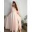 Damen Plus Size (42-46) langes elegantes ärmelloses Partykleid POLISH FASHION PMLBC23265-10 50 růžová meruňková
