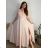 Damen Plus Size (42-46) langes elegantes ärmelloses Partykleid POLISH FASHION PMLBC23265-10 50 růžová meruňková