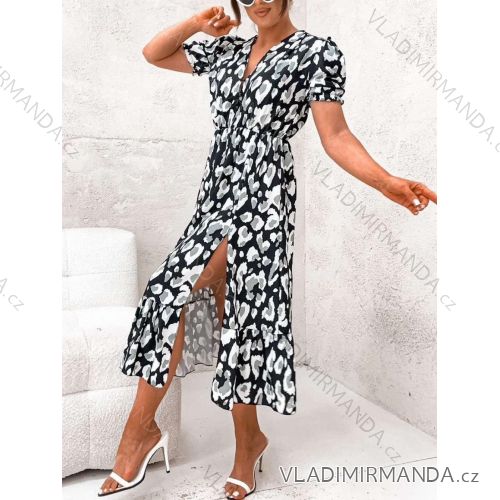 Kurzärmliges Sommer-Freizeitkleid für Damen (S/M/L EINHEITSGRÖSSE) ITALIAN FASHION IMWGB25022