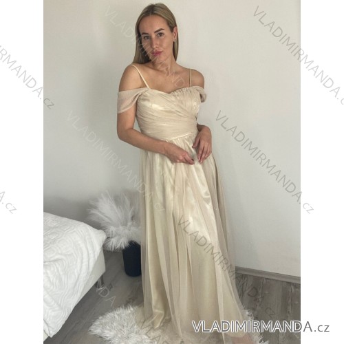Kleid klassische Kurzarm Frauen (Uni S / M) ITALIAN FASHION IMC20203 -   beige -   S/M/L