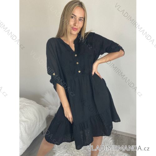 Übergroßes Damen-Hemdkleid mit 3/4-Ärmeln in Übergröße (L/XL/2XL Einheitsgröße) ITALIAN FASHION IM423111