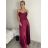 Langes Satin-Abendkleid mit Trägern für Damen (S/M ONE SIZE) ITALIAN FASHION IMC24357