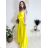 Langes Sommerkleid aus Satin mit Trägern Damen mit Gürtel (UNI S / M) ITALIAN FASHION IMM22INFINITE -   grüne Erbse -   S / M