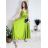 Langes Sommerkleid aus Satin mit Trägern Damen mit Gürtel (UNI S / M) ITALIAN FASHION IMM22INFINITE -   grüne Erbse -   S / M