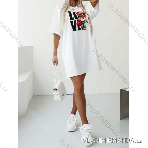 Kurzes Sommerkleid Kurzarm Damen übergroß (40/42/44 Einheitsgröße) ITALIAN FASHION IMD25022
